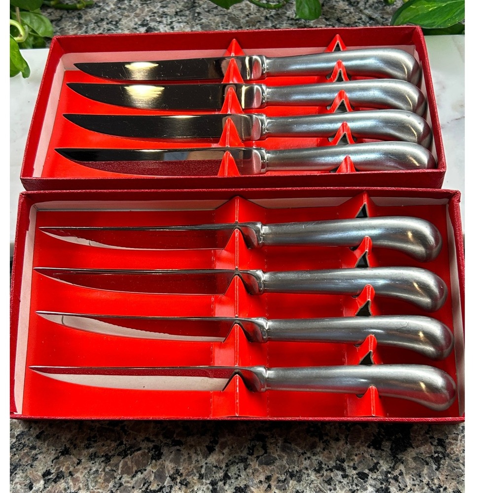 Ekco Eterna Colonial Richmond Steak Knife Set 8pc Hollow Handle Stainless Japan